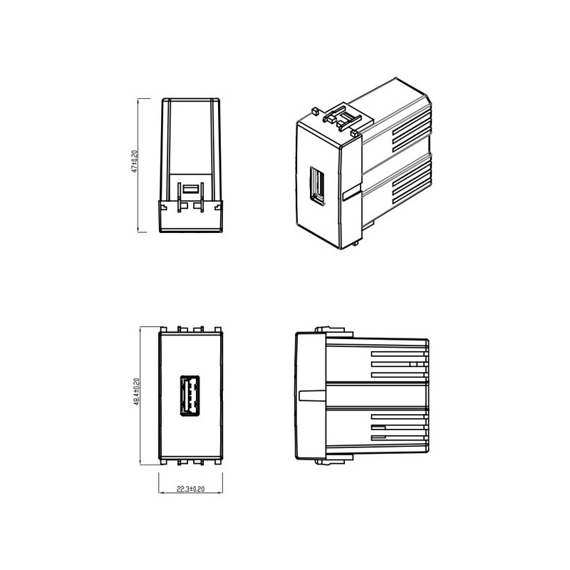 Presa USB 2.1A per VIMAR® PLANA™ Bianca Offerta