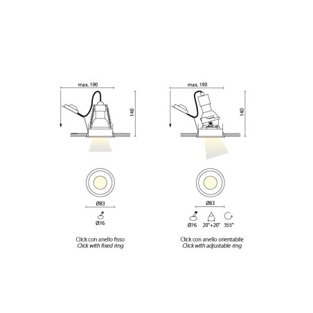 Aqlus Click  Faretto Tondo con  Bordo Bianco 