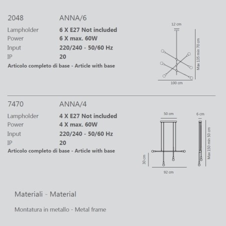 Sikrea Anna 4 Lampada a Sospensione