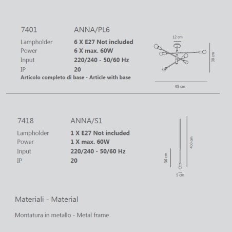 Sikrea Anna PL6 Lampada da Soffitto
