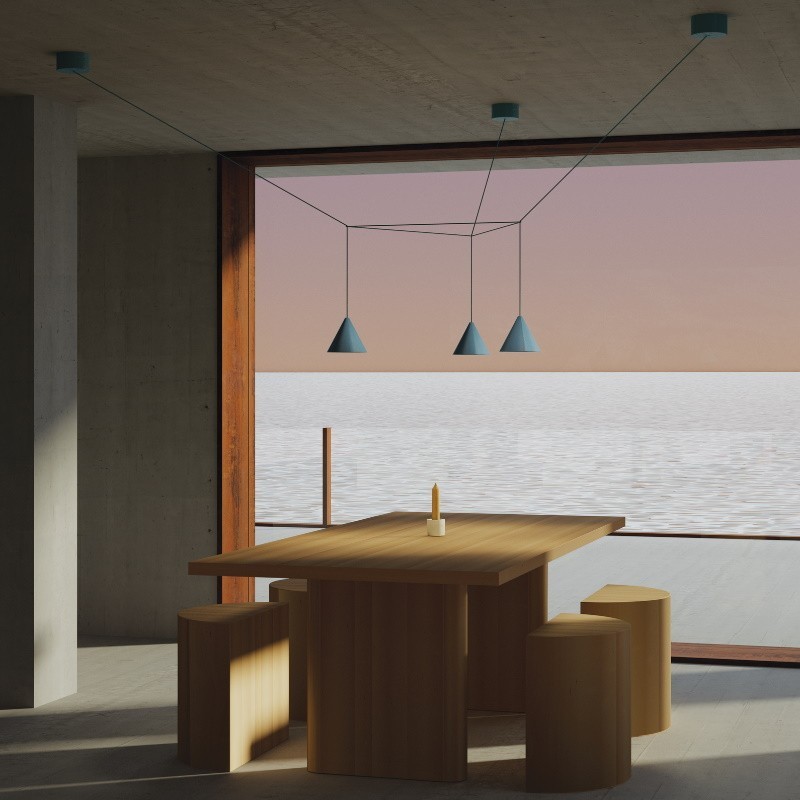 Lampada a Sospensione String Light Cone Flos Blu Offerta