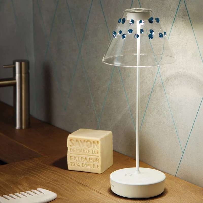 Lampada da Tavolo Ricaricabile Swap Ailati con Paralume Vetro Ambra Offerta