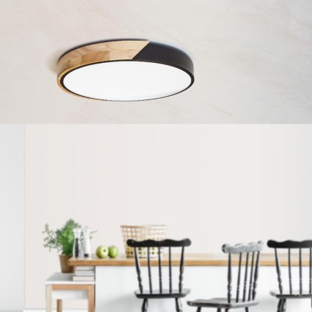 Sikrea 520 Lampada da Soffitto Metallo Nero e Legno Offerta