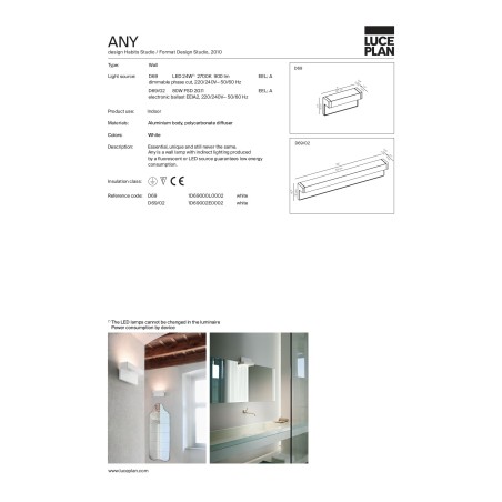 Luceplan Any D69/02 Lampada da Parete Bianca Offerta